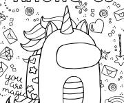 Coloriage Among Us Licorne magique