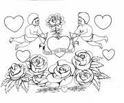Coloriage et dessins gratuit Anges, fleurs et cœurs d'amour à imprimer