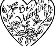 Coloriage et dessins gratuit C&oelig;ur d'amour d&eacute;cor&eacute; à imprimer