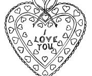 Coloriage et dessins gratuit C&oelig;ur d'amour d&eacute;cor&eacute; avec des motifs pour les amoureux à imprimer