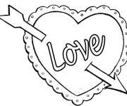 Coloriage et dessins gratuit C&oelig;ur d'amour en maternelle à imprimer