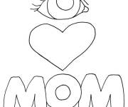 Coloriage et dessins gratuit Cœur d'amour et de reconnaissance pour maman à imprimer