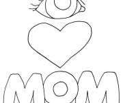 Coloriage et dessins gratuit C&oelig;ur d'amour et de reconnaissance pour maman à imprimer