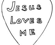 Coloriage et dessins gratuit C&oelig;ur d'amour pour J&eacute;sus à imprimer