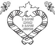 Coloriage et dessins gratuit Cœur d'amour pour maman et Jésus à imprimer