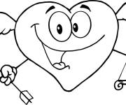 Coloriage C&oelig;ur d'amour rigolo avec une fl&egrave;che