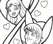 Coloriage C&oelig;urs d'amour dans les feuilles de la fleur