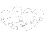 Coloriage C&acirc;lin de coeurs amour