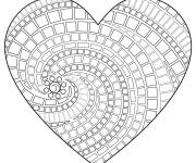 Coloriage Coeur d'amour aux formes g&eacute;om&eacute;triques