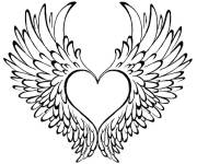 Coloriage Coeur d'amour avec des ailes