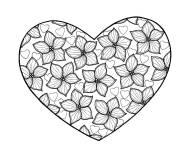 Coloriage Coeur d'amour d&eacute;cor&eacute; avec jolis fleurs