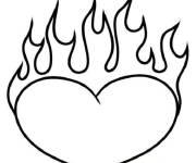 Coloriage Coeur d'amour en flame