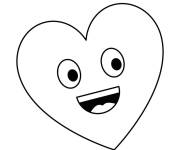 Coloriage Coeur d'amour facile avec un visage