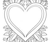 Coloriage Coeur d'amour pour carte postale