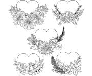 Coloriage Coeurs d'amour d&eacute;cor&eacute;s avec des jolis fleurs