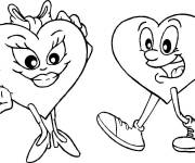 Coloriage Deux c&oelig;urs tombent amoureux