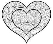 Coloriage Deux coeurs d'amour pour adultes