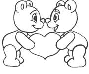 Coloriage Deux ours tenant une petit coeur d'amour