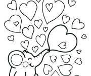 Coloriage &Eacute;l&eacute;phant avec des c&oelig;urs d'amour