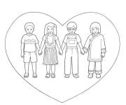 Coloriage Enfants et tol&eacute;rance et le coeur d'amour