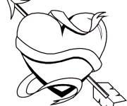 Coloriage Fleche dans un coeur d'amour &agrave; imprimer