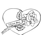 Coloriage Fleur dans un coeur d'amour