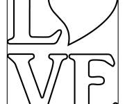 Coloriage I love you avec coeur d'amour