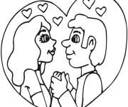 Coloriage Image des amoureux dans un coeur d'amour