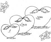 Coloriage Je t'aime avec coeur d'amour