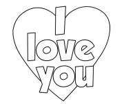 Coloriage Je t'aime dans un coeur simple