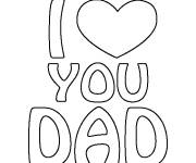 Coloriage Je t'aime mon p&egrave;re avec coeur d'amour
