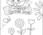 Coloriage J&eacute;sus vous aime avec coeur d'amour