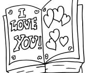 Coloriage Livre de souvenir avec des coeurs d'amour