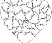Coloriage Oiseau dans un joli coeur d'amour
