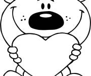 Coloriage Ours en peluche avec coeur d'amour