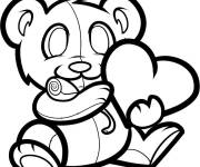 Coloriage Ourson avec un coeur amour pour enfants