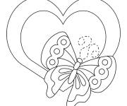 Coloriage Papillon et coeur d'amour facile