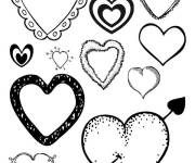 Coloriage Plusieurs coeurs d'amour en différentes illustrations