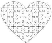 Coloriage Puzzle en forme de coeur d'amour