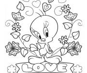 Coloriage Tweety et Amour C&oelig;ur