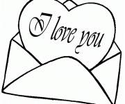 Coloriage Une lettre avec un coeur d'amour