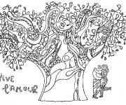 Coloriage Amoureux sous L'arbre