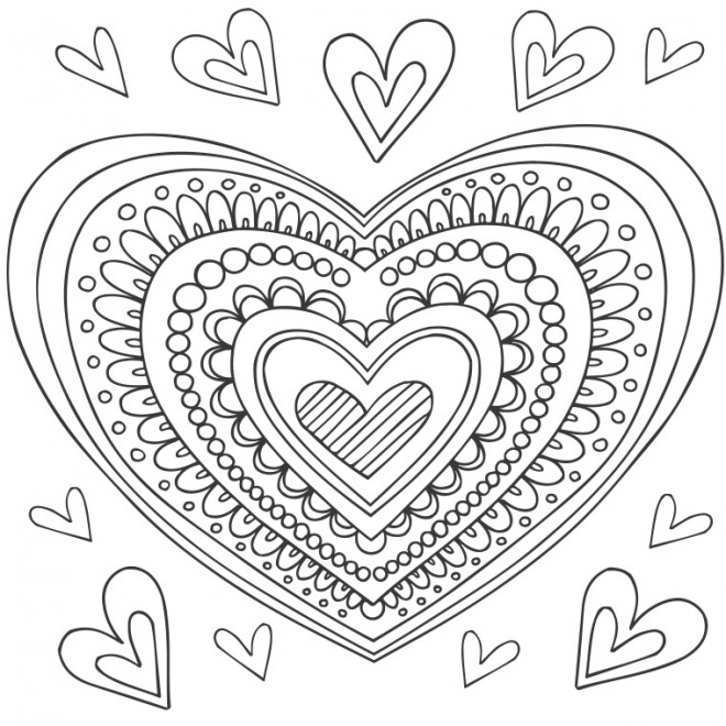 Coloriage Coeur Damour En Couleur Dessin Gratuit à Imprimer