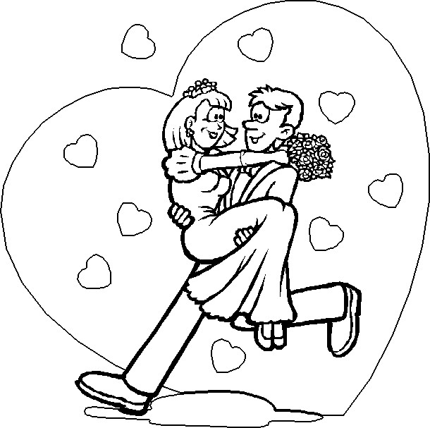 Coloriage et dessins gratuits Couple mariage amoureux à imprimer