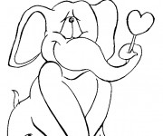 Coloriage Éléphant amoureux