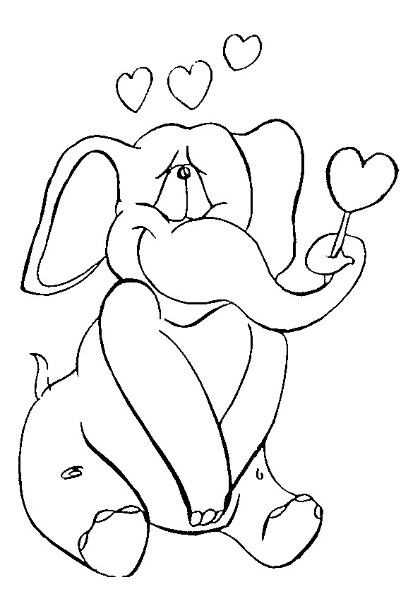 Coloriage et dessins gratuits Éléphant amoureux à imprimer