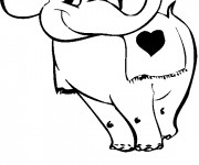 Coloriage Éléphant amoureux porte une fleur