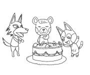Coloriage G&acirc;teau d'anniversaire Animal Crossing