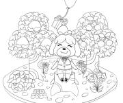 Coloriage Isabelle dans le jardin