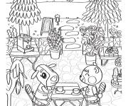 Coloriage Les animaux boivent du thé